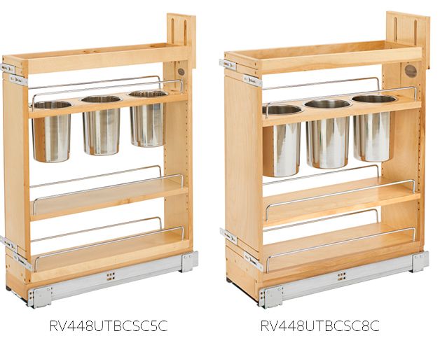 Save on Rev-A-Shelf - Great prices on 5- and 8-inch wide Base Cabinet Pullout Organizers with Utensil Bins - mailchi.mp/amsupply/ecom-…