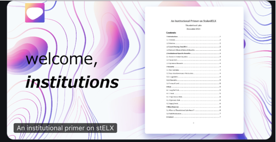 An institutional primer on stELX:

stakedelx.fi/institutional.…
