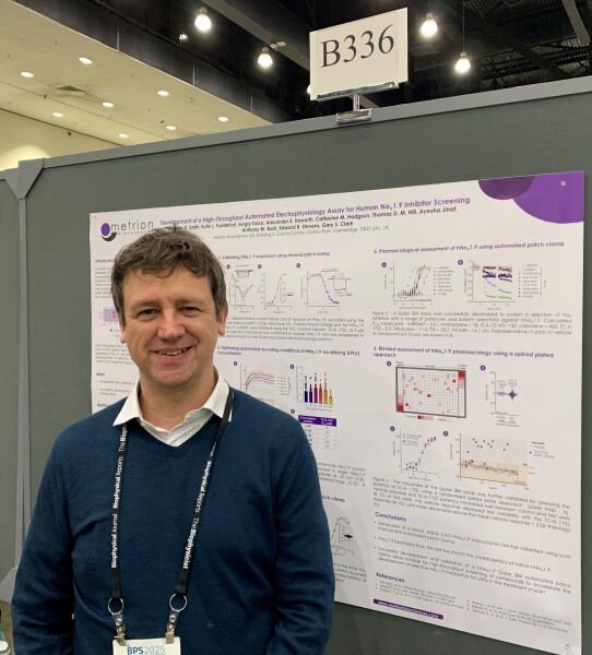 Metrion_Biosci's tweet image. If you missed our poster on a #highthroughputscreening assay for Nav1.9 inhibitor screening at the Biophysical Society Annual Meeting, call by booth #310 to meet with Eddy Stevens and Chris Mathes or request a copy:  hubs.la/Q036Z0Kj0

#ionchannels #drugdiscovery #cro
