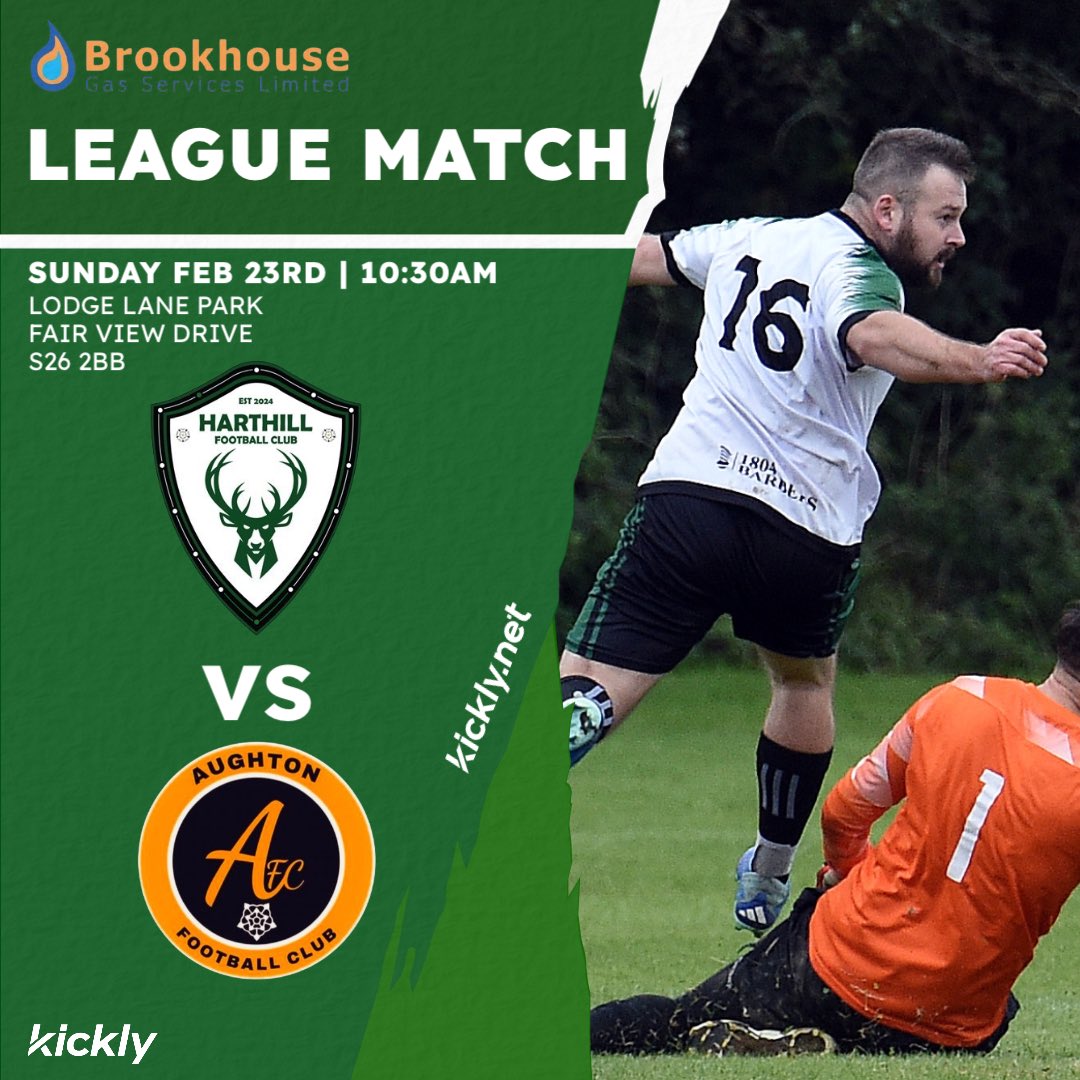 Away in the League.

⏰ Sunday, Feb 23rd, 10:30AM
📍 Lodge Lane Park, Fair View Drive, S26 2BB
⚽️ Aughton Black Bull

Brought to you by <a href="/brookhousegas/">Brookhouse Gas Services LTD</a>