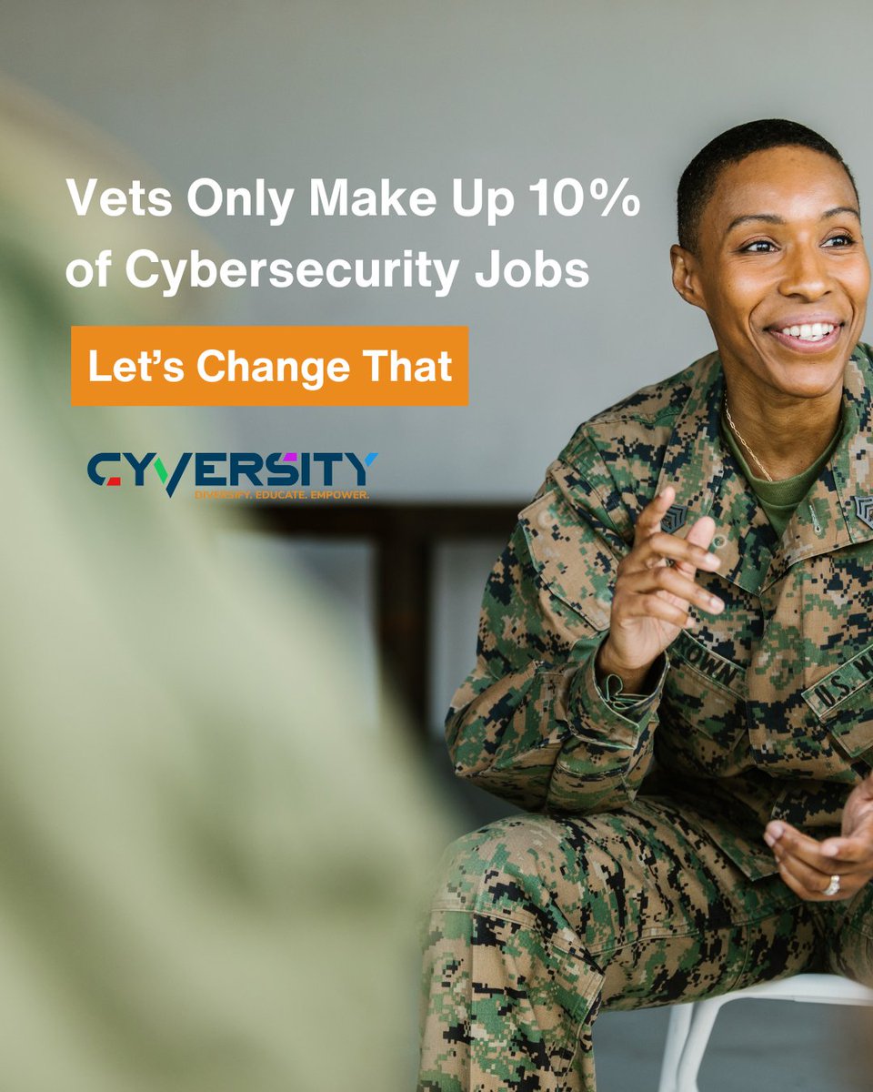 Veterans possess exceptional discipline, leadership, and skills that are invaluable in cybersecurity. Join us in supporting their transition to rewarding careers in cybersecurity. Discover how at cyversity.org. 🇺🇸 #CyberSecurity #Veterans #VeteransInTech