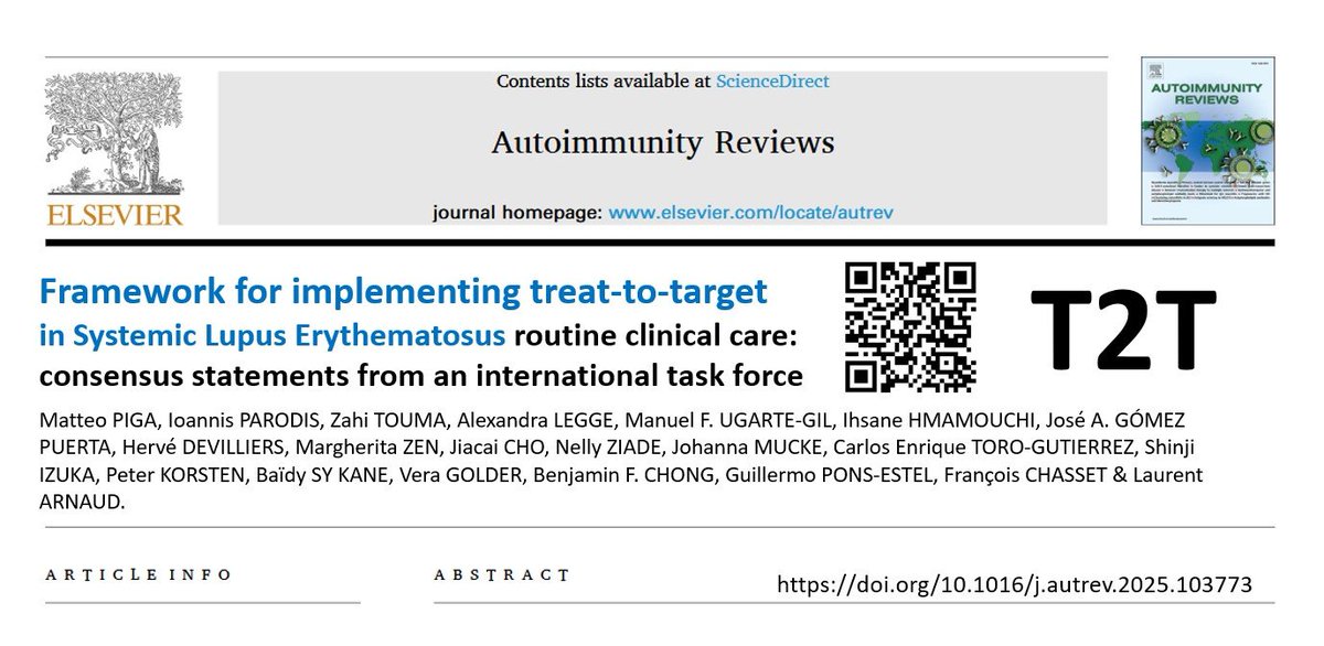 Laurent ARNAUD (@lupusreference) on Twitter photo ✅ Always happy to see a study being published after 2 years of hard work 👍
Consensus statement about Treat-to-target (#T2T) in #SLE, with the participation of many #lupus experts from the 5 continents and patients from <a href="/LupusEurope/">Lupus Europe</a> 💪
DOWNLOAD LINK: doi.org/10.1016/j.autr… ✅ Always happy to see a study being published after 2 years of hard work 👍
Consensus statement about Treat-to-target (#T2T) in #SLE, with the participation of many #lupus experts from the 5 continents and patients from <a href="/LupusEurope/">Lupus Europe</a> 💪
DOWNLOAD LINK: doi.org/10.1016/j.autr…