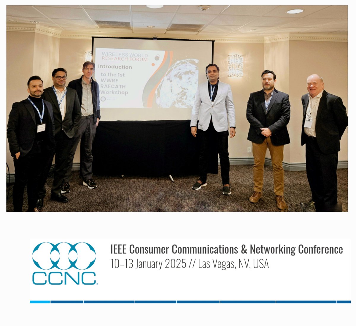📢 Academics Dr M. Rehan Usman, Dr Arslan Usman and Prof Christos Politis hosted the RAFCATH workshop at #IEEE CCNC 2025 in Las Vegas!    This initiative cements KU’s leadership in tech-driven healthcare. 📷With a 38% acceptance rate, it showcased top research &amp; industry insights