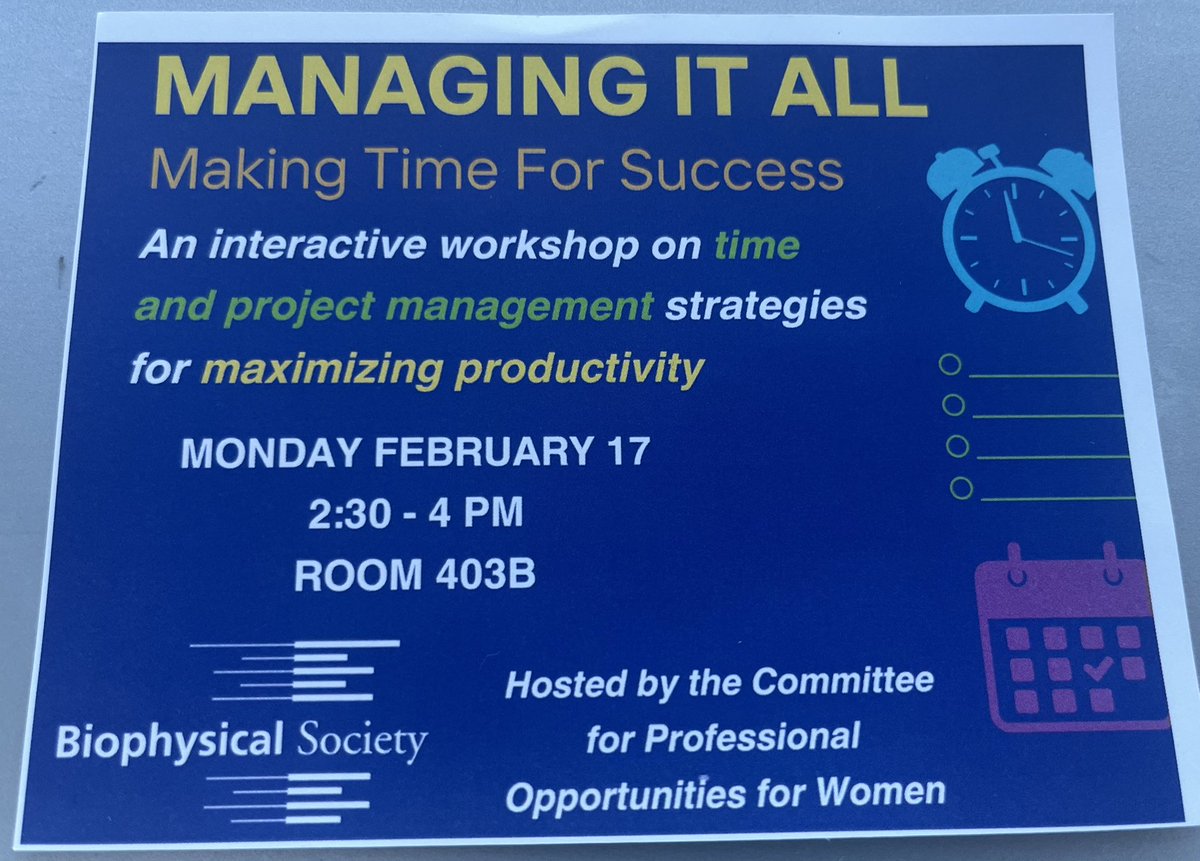 If you are attending the #bps2025 don’t miss the chance to attend this interactive workshop on “How to Manage it All” today at 2:30 pm organized by the Committee for Professional Opportunities for Women-CPOW.