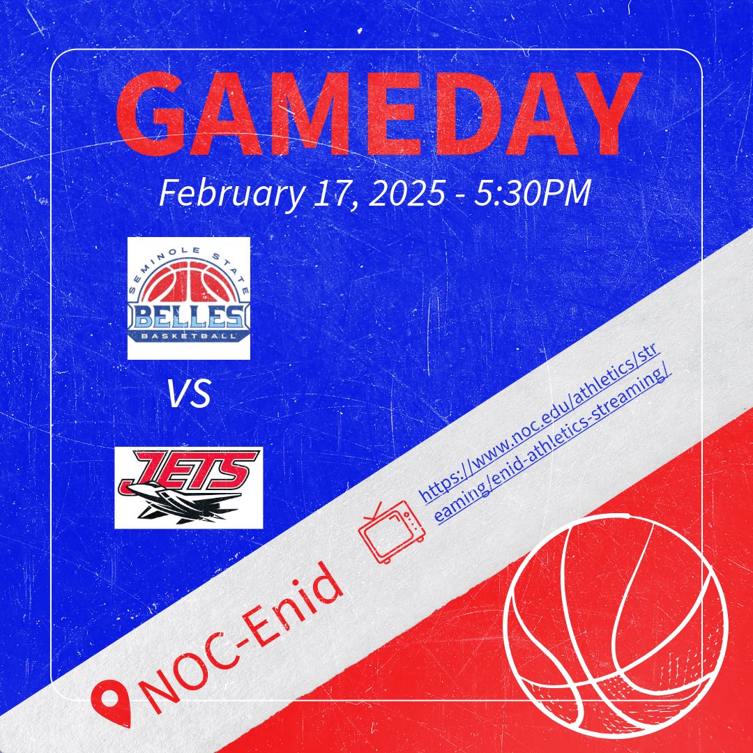 It’s GAMEDAY!! ❤️💙🏀

Vs. NOC- Enid

⏰5:30pm

📺 noc.edu/athletics/stre…

📍 NOC-Enid