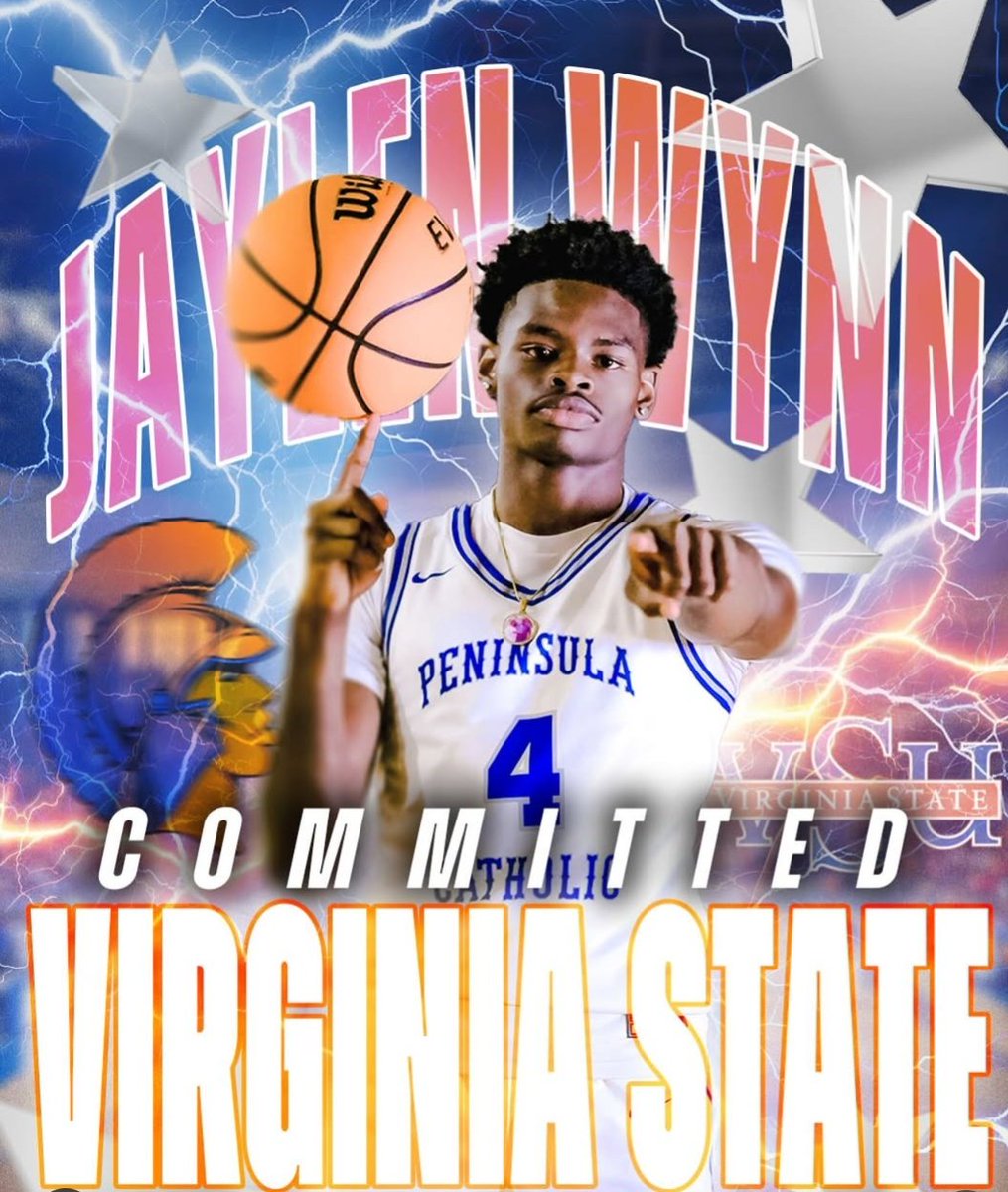 6'5 2025 Peninsula Catholic Wing Jaylen Wynn has made the decision to join the Trojans of Virginia State University!! Wynn was an absolute monster under 1st year HC Coach Tim Sparks. Averaging 16.6 PPG, including a 26 point outburst against Princess Anne. Trojans are loading up!