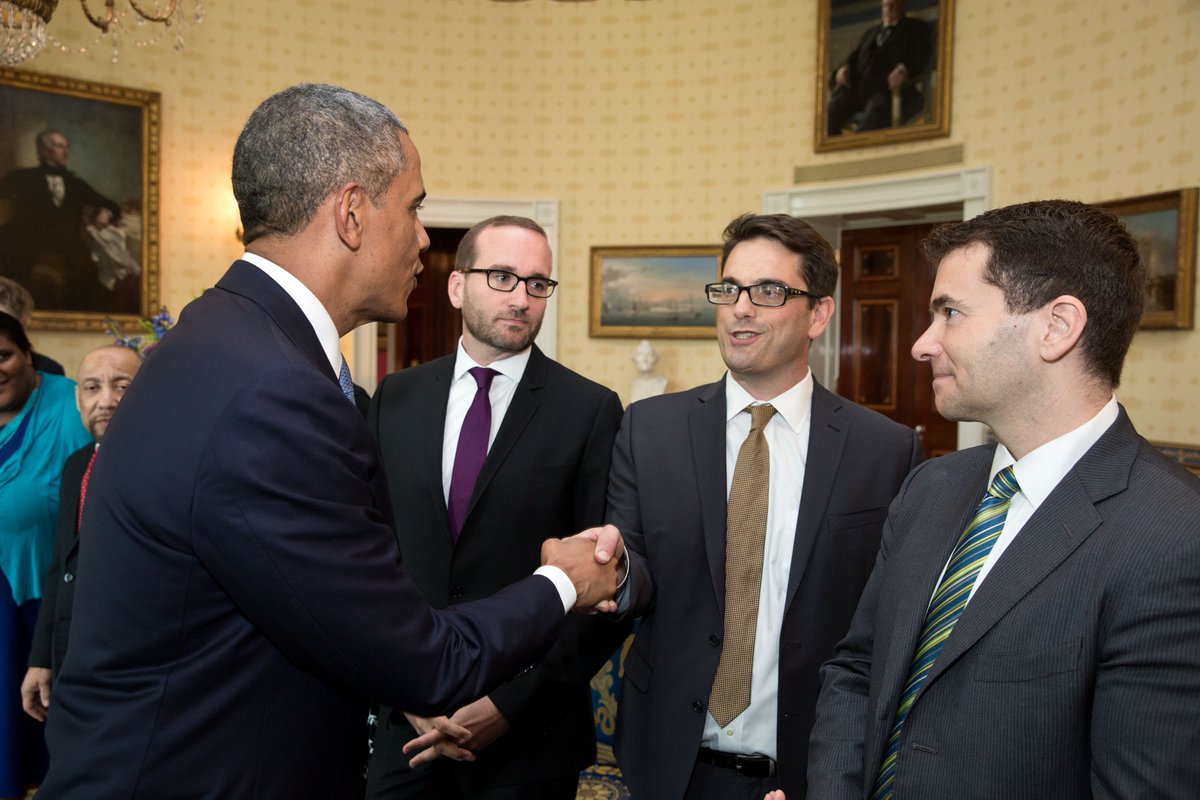 In June 2014, Brad Sears joined President Obama for the signing of an executive order prohibiting LGBTQ discrimination by federal contractors and against federal employees based on gender identity. On day two in office, President Trump rescinded that EO. bit.ly/NDprotectionsEO