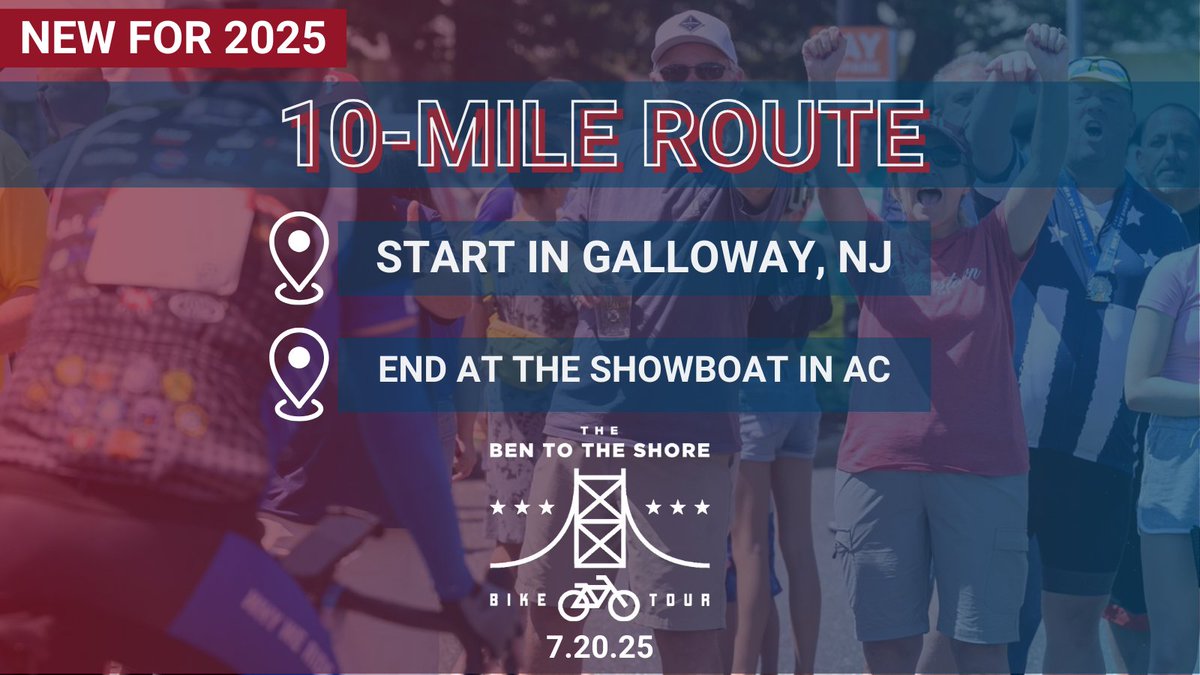 Exciting News! For the first time ever, The Ben to The Shore Bike Tour is introducing a 10-mile ride from Galloway, NJ to Atlantic City! Register now and be part of #WhyWeRide. Register at: ben2shore.org

#WhyWeRide #Ben2Shore #FBBCF