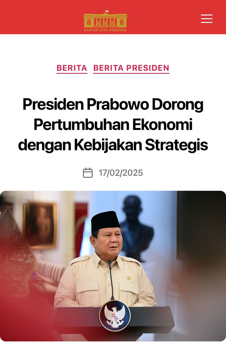 Beritakujang254's tweet image. Presiden Prabowo Subianto dorong pertumbuhan ekonomi dengan kebijakan strategis untuk menjaga stabilitas ekonomi dan meningkatkan daya beli masyarakat.
#prabowo #ekonomi #stabilitas #dayabeli