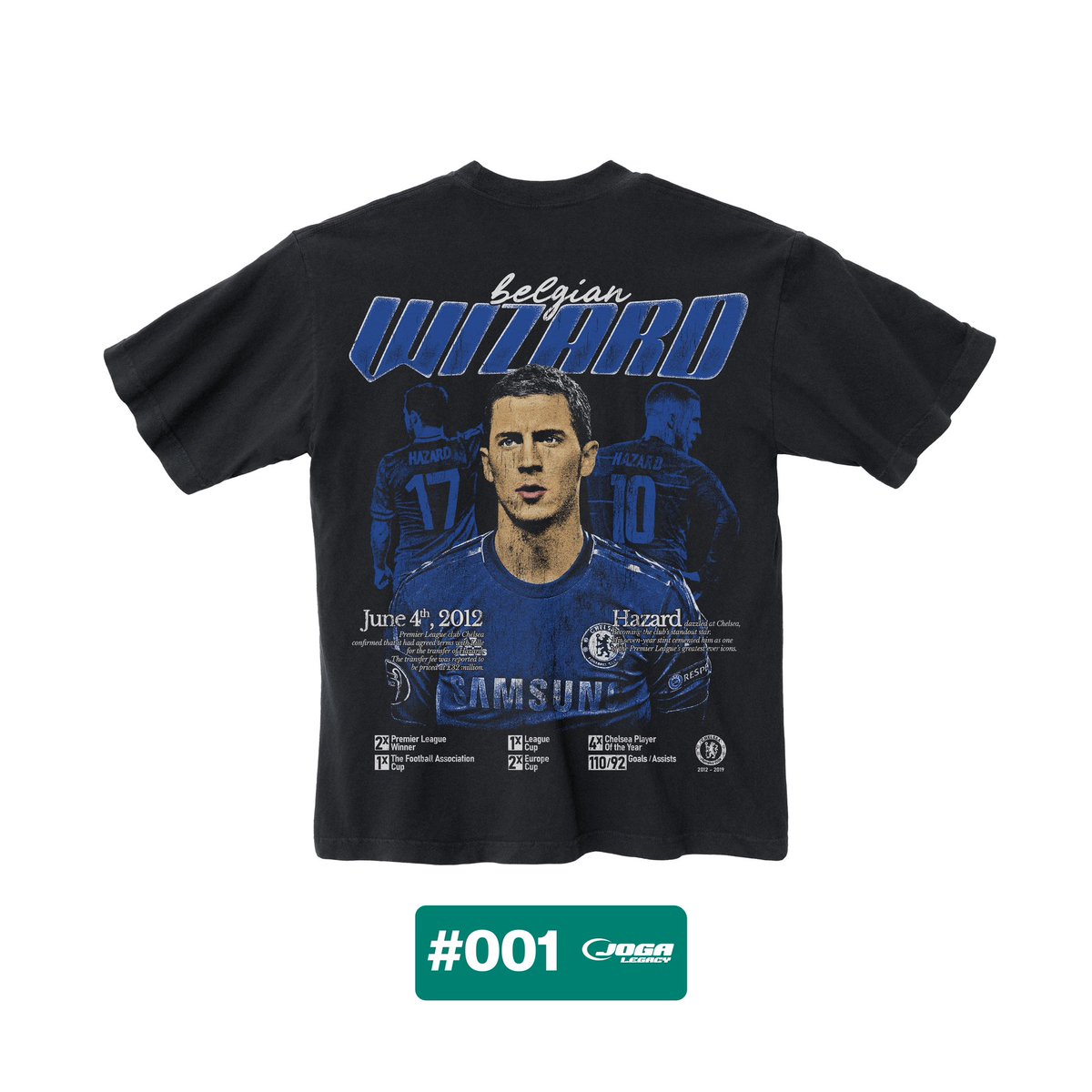 JogaLegacy's tweet photo. #001 The Eden Hazard Tee dropping Monday, February 24 4pm EST / 9pm GMT for limited time. 

Follow and tag someone below for a chance to win this tee for FREE! https://t.co/TWUMZ946TV