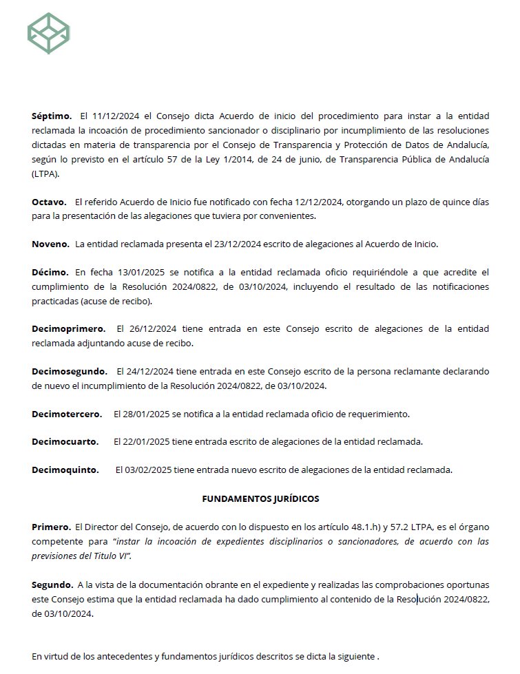 ¿Transparencia? Cuando un Consejo de Transparencia responde sin decir nada. Si es imposible entender es imposible recurrir... Art. 88.1 Ley 39/2015 derogado de facto en Andalucía.