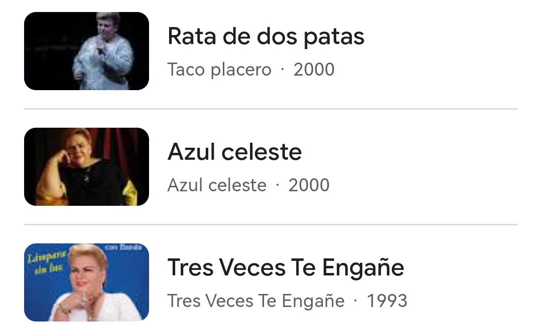 contactonews1's tweet photo. #TopTres de las canciones de #Paquita la del Barrio...
¿Cuál era tu favorita? https://t.co/g7FpFZh4OV
