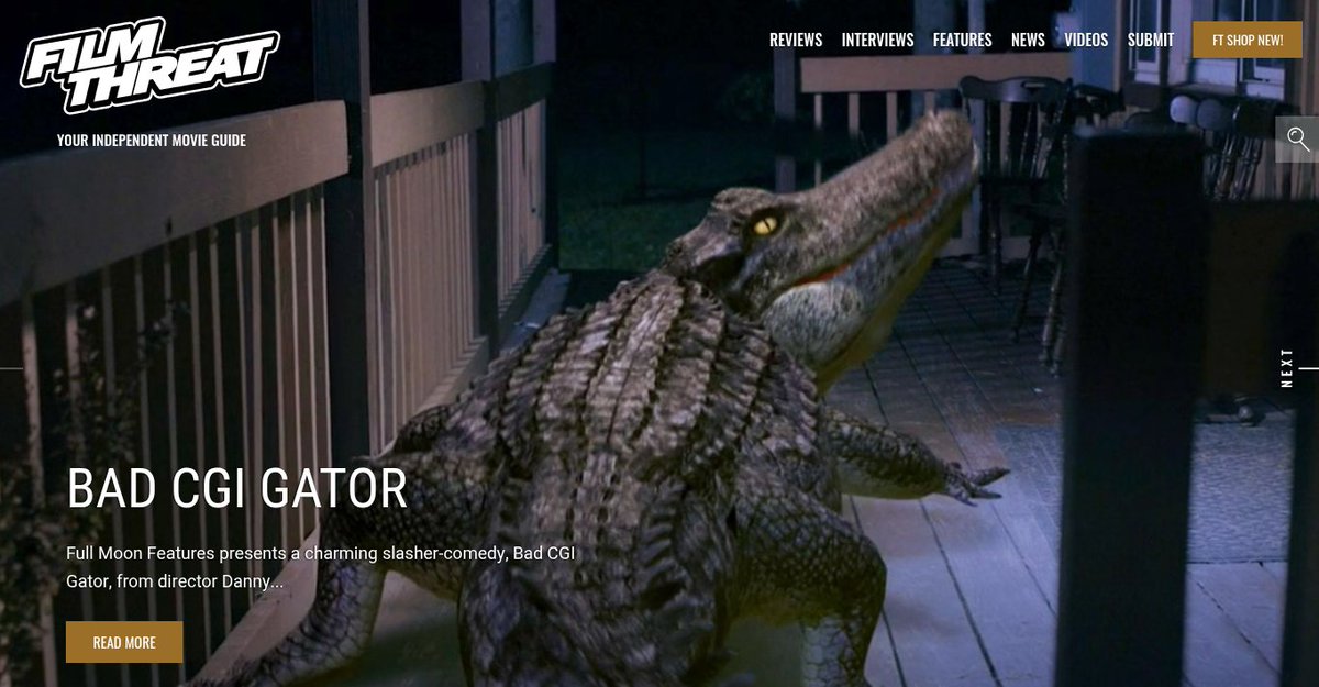 FilmThreat's tweet photo. "As the college students are ready for mindless fun, a predatory baby alligator stalks the lake." Ethan Padgett is attacked by Bad CGI Gator.
https://t.co/XAoLL6GXsj #SupportIndieFilm #BadCGIGator #Horror #Comedy #FullMoonFeatures https://t.co/CxnCv6JoKO