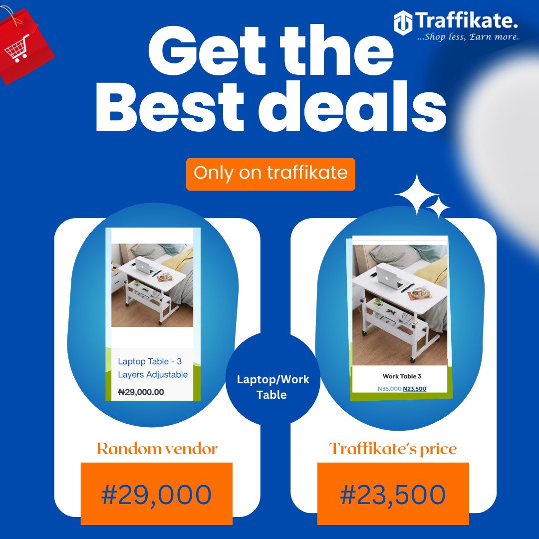 "Level up your workspace with this sleek and durable laptop/work table! Whether you're working, studying, or creating, this table is designed for comfort and efficiency.

Shop now with Traffikate on traffikate.com and enjoy hassle-free delivery!