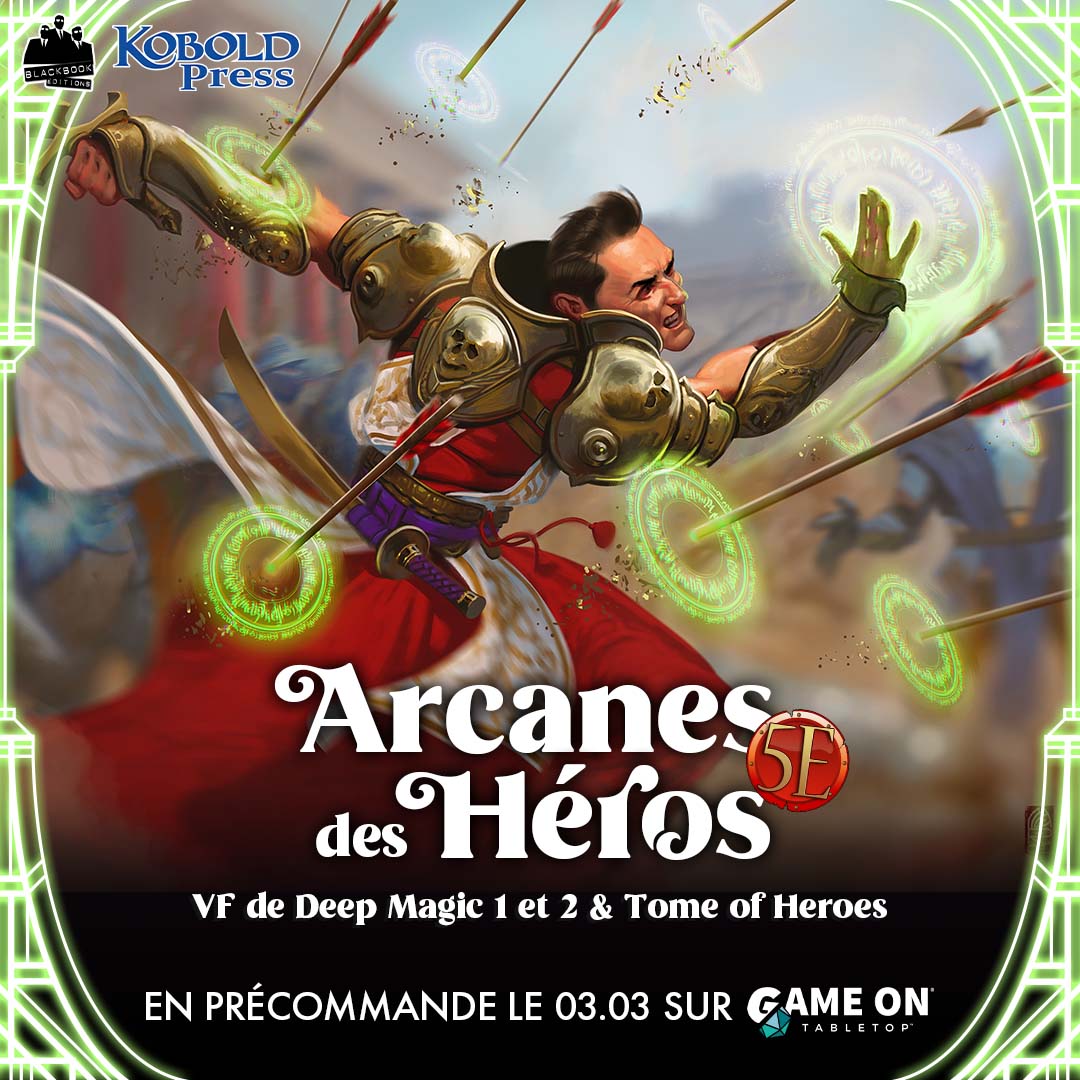 BlackBookjdr's tweet photo. ⚔️🧙‍♂️ RENDEZ-VOUS LE 3 MARS pour une bonne grosse dose de suppléments 5E ! Des sorts, des classes, des sous-classes, du matos magique !

Arcanes des Héros, c'est la préco JdR 5E de Black Book Éditions, et ça démarre le Lundi 3 mars sur Game On ! ⏬
https://t.co/eBleba7ngW https://t.co/dqNjGedUQB