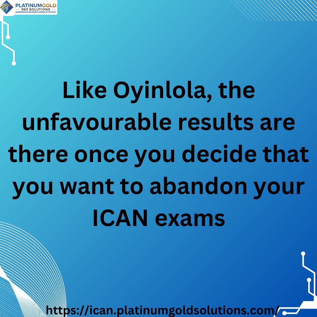 planetpgold's tweet photo. Like Oyinlola, the unfavourable results are there once you decide that you want to abandon your ICAN exams...Click on the link below to continue reading...

https://t.co/tx3CZ8tgbO

Davido Adeleke Chika Ike Wizkid https://t.co/Qi8L4DH411