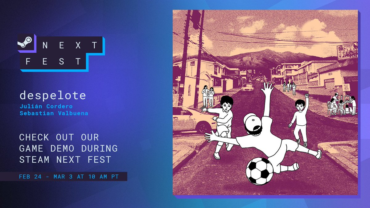 hello! 

despelote will be getting a public demo for Steam Next Fest on Feb 24!

This demo will be the game's opening moments, save data will carry over to the final game... we will have news on when you can play the final game very soon.🙂