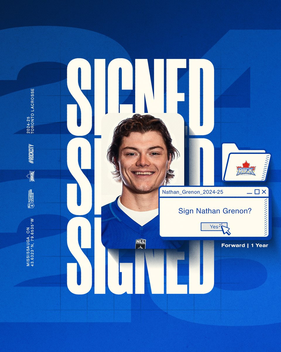 TorontoRockLax's tweet photo. The Toronto Rock have signed Free Agent forward Nathan Grenon to a one-year agreement.

Details: https://t.co/8F1e7ni7sY

#RockCity🎸 https://t.co/iUYz45FB6b