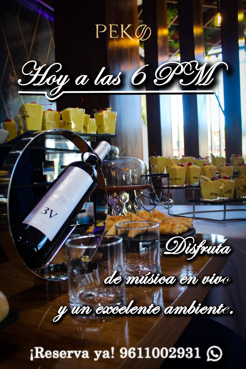 CafeteriaPEKO's tweet photo. ¡Te esperamos en PEKO! 📷📷
Ven a disfrutar de una noche especial en Cafetería Bar PEKO , con música en vivo , comida deliciosa , bebidas únicas y un excelente ambiente.
No te pierdas esta experiencia única. ¡Será una noche increíble!
📷 Reserva tu espacio al 9611002931 https://t.co/hThAXrBPv6