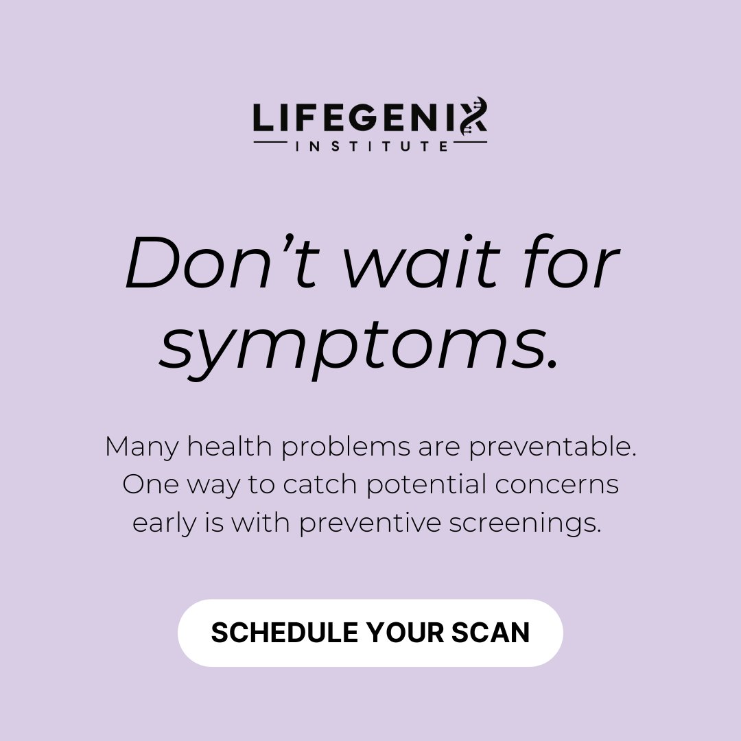 Don't wait until it's too late... be proactive with your health! Getting preventive care reduces the risk for diseases, disabilities, and even death. Visit hubs.li/Q031mDN-0 to learn more and book your scans today. #preventivehealth #bodyscans #lifegenix