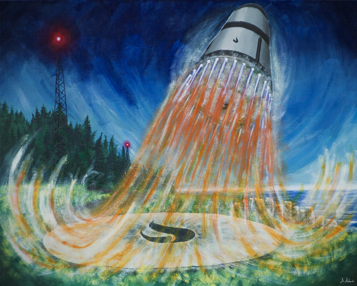 "𝐂𝐨𝐦𝐢𝐧' 𝐢𝐧 𝐇𝐨𝐭"

40×50 cm Acrylic paints on canvas

Landing burn of <a href="/stoke_space/">Stoke Space</a> second stage using the Andromeda engine.

<a href="/AndyLapsa/">Andy Lapsa</a>