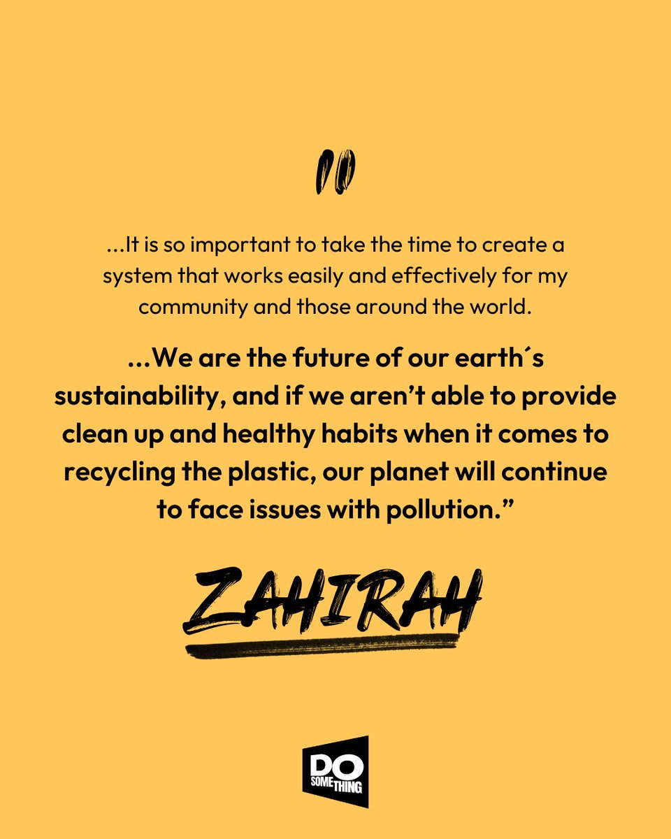 Starting today, we will 💡 ⚡ spotlight 💡 ⚡ one DoSomething member each week who is positively impacting their community and getting things DONE.  

Give a little love to Zahirah W. from College Park, who is "more likely to recycle in the future now" (her words) thanks to