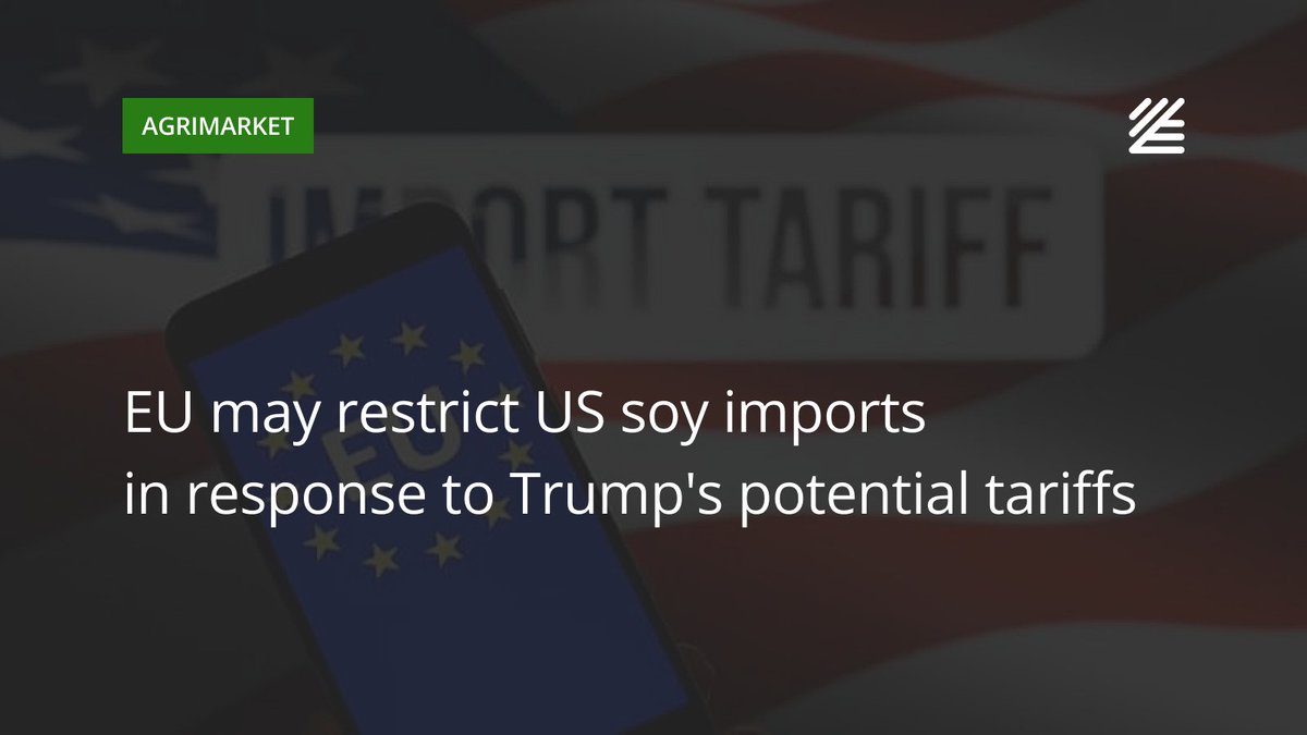 UkrAgroConsult's tweet image. 🇪🇺🇺🇸 #EU may #restrict #US soy imports in response to #Trump's potential tariffs

EU is considering a ban on agroproducts grown with pesticides prohibited in the EU as a response to Trump's threats to impose tariffs on European imports to the US.

More👉surl.li/adyxdh