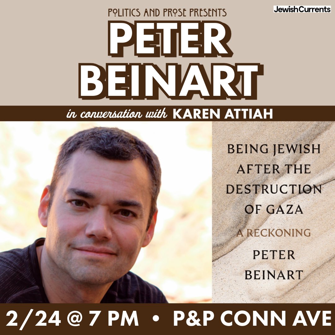 Monday, join <a href="/PeterBeinart/">Peter Beinart</a> to discuss BEING JEWISH AFTER THE DESTRUCTION OF GAZA - a provocative argument that will expand and inform one of the defining conversations of our time - w/ <a href="/KarenAttiah/">Karen Attiah</a> - 7PM @ Conn Ave - bit.ly/4hEUi21