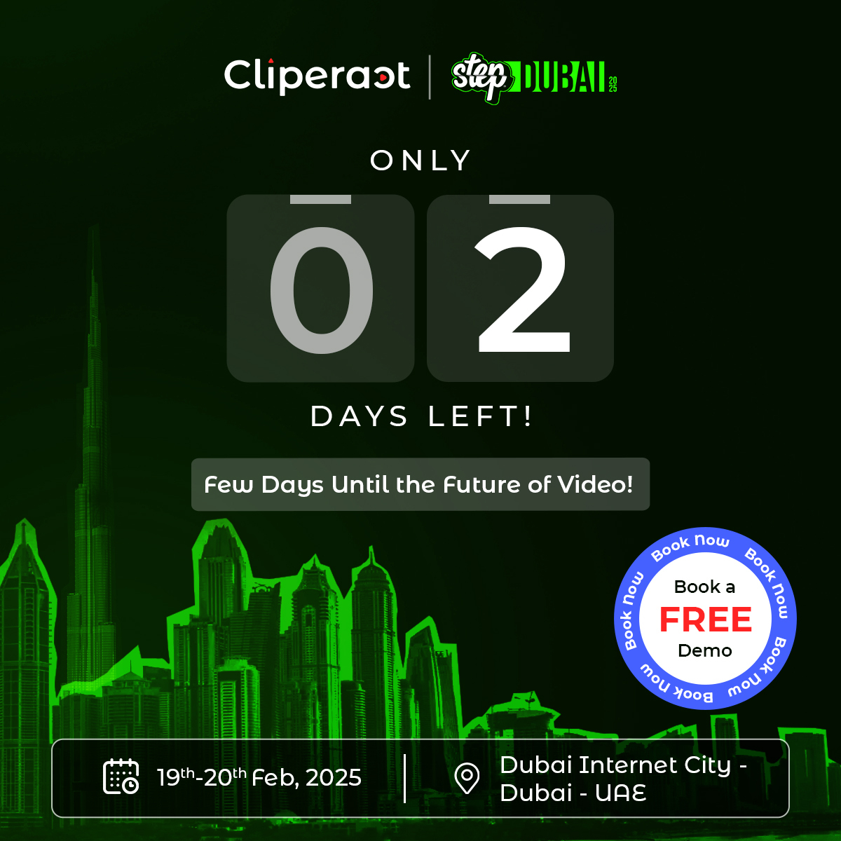 cliperact's tweet photo. Don’t miss out on the future of interactive video! Join us on Feb 19-20, 2025, at Dubai Internet City @stepconference and experience Cliperact’s game-changing technology.

🔗 Secure Your Spot Now – https://t.co/JnJpJBwkhc 

#Interactivevideos #cliperact #stepconference #Dubai https://t.co/zME3axneZZ