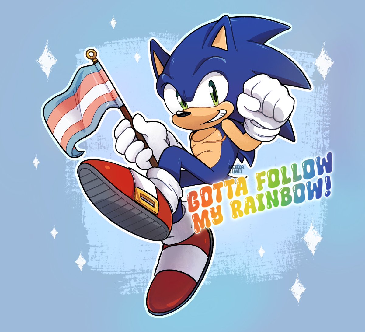 🌈🦔 Got places to go…!
#SonicTheHedgehog 🌀
( &amp; late #TransThursday 🏳️‍⚧️ )