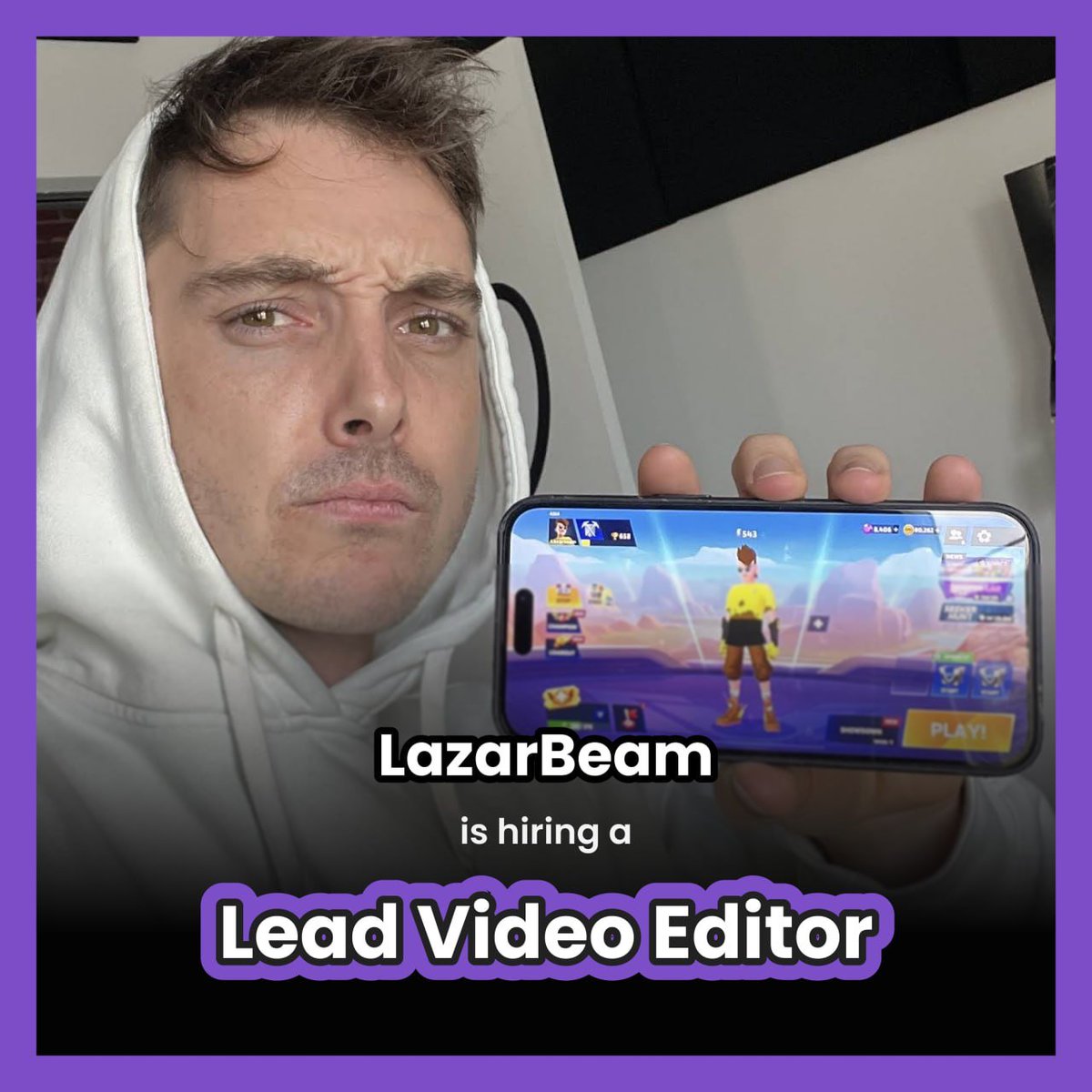Gameplay editing wizard?

LazarBeam (22.8M subs) is seeking a Lead Video Editor to craft episodes packed with jokes, effects, and stories.
💻 Fully Remote
💰 $80K–$125K/ year
Check it out 👇