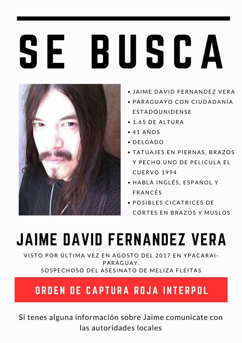VIDEO NUEVO!

El caso de Meliza Fleitas, una joven paraguaya desaparecida por más de un año, dio un giro inesperado cuando unos albañiles encontraron algo escalofriante detrás de la casa donde vivía.

Tras una intensa investigación, Jaime David Fernández Vera se convirtió en el