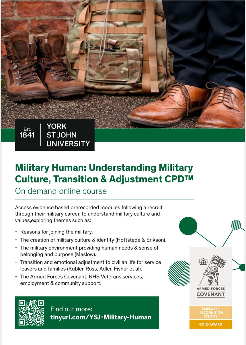 Tomorrow we begin filming the Military Human CPD modules for the summer launch. It’s taken a while in the planning but it’s here. Should you like to know more please just use the QR code. <a href="/AlistairCarns/">Al Carns</a> <a href="/FiMTrust/">Forces in Mind Trust</a> <a href="/kcmhr/">King's Centre for Military Health Research</a> <a href="/Contact_AF/">Contact Armed Forces</a> <a href="/NHSArmedForces/">NHS Armed Forces Health</a> <a href="/ScotVeteranComm/">ScotsVeteransComm</a> <a href="/walesvetcomm/">Veterans Commissioner for Wales</a>