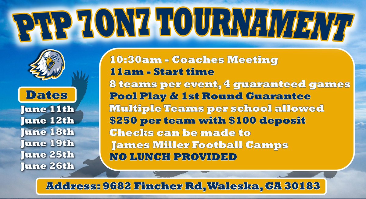 Coaches, we are still looking to fill up these dates! If you have any questions, shoot me a message! 

#PTP #ReinhardtFootball