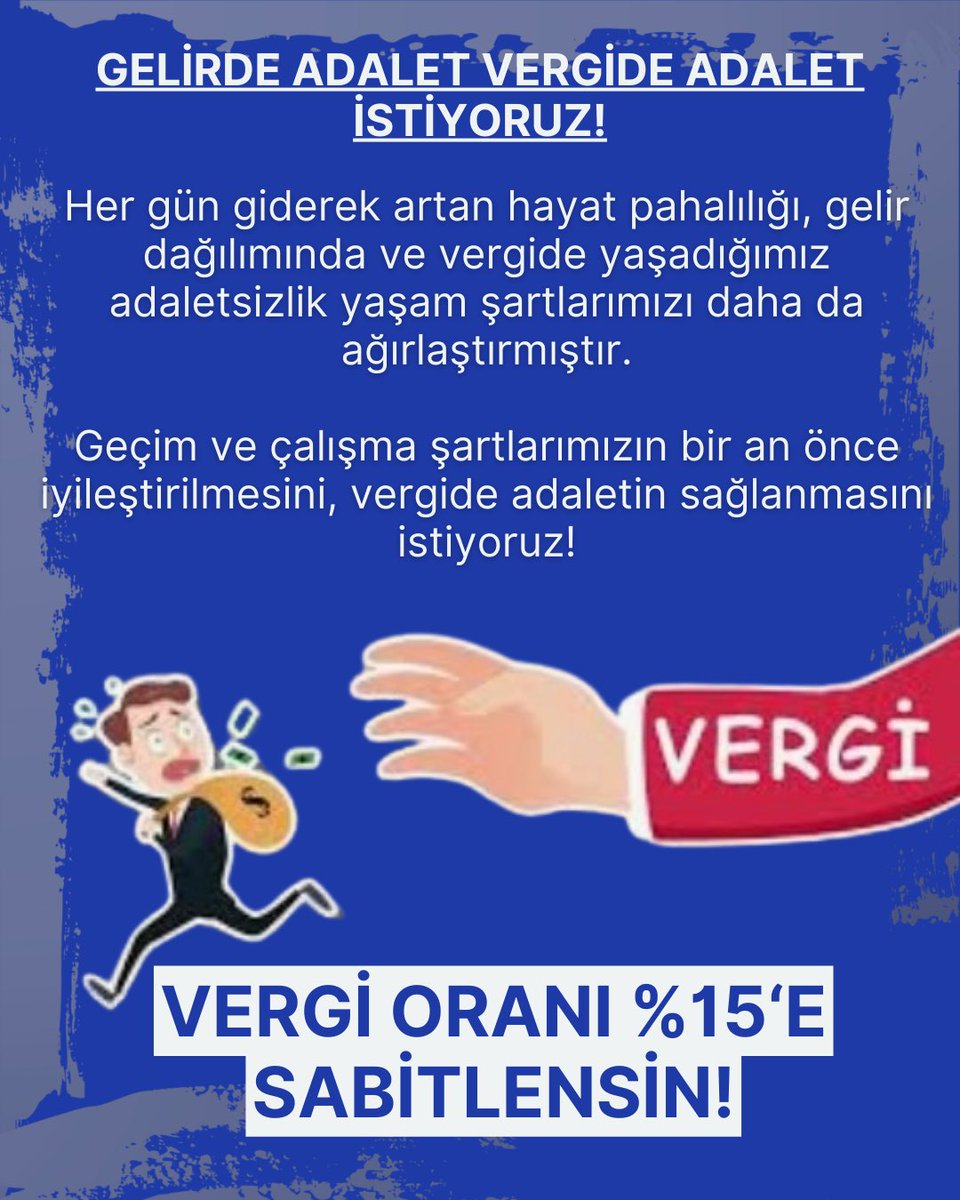 Geçim ve çalışma şartlarımızın bir an önce iyileştirilmesini, vergide adaletin sağlanmasını istiyoruz!
<a href="/turkiskonf/">TÜRK-İŞ</a> <a href="/hakiskonf/">HAKİŞ KONFEDERASYONU</a> <a href="/isikhanvedat/">Prof. Dr. Vedat Işıkhan</a> <a href="/memetsimsek/">Mehmet Simsek</a> 

 #İşçiSözleşmeBekliyor