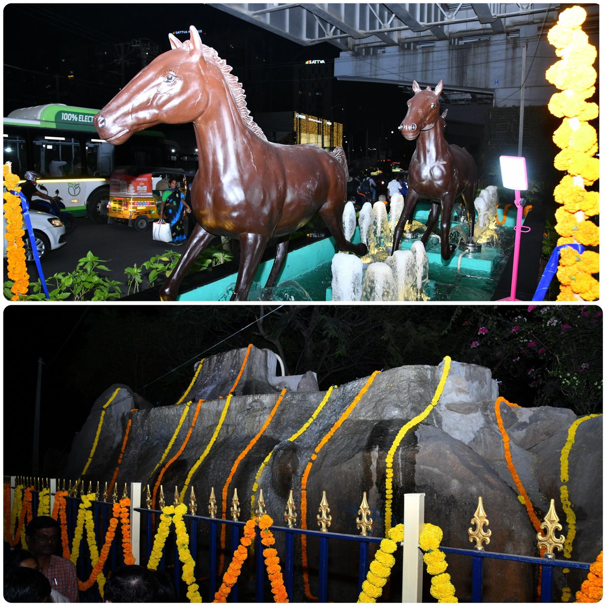 Inaugurated Horses sculpture along with fountain, lighting and Greenery at Shaikpet Nala Junction with an estimate of 24 lakhs and 
Compound wall &amp; fountain work at Road no 45 Jubilee hills Heart cup Junction With Rs 45 Lakhs along with Zonal commissioner Anurag Garu and GHMC