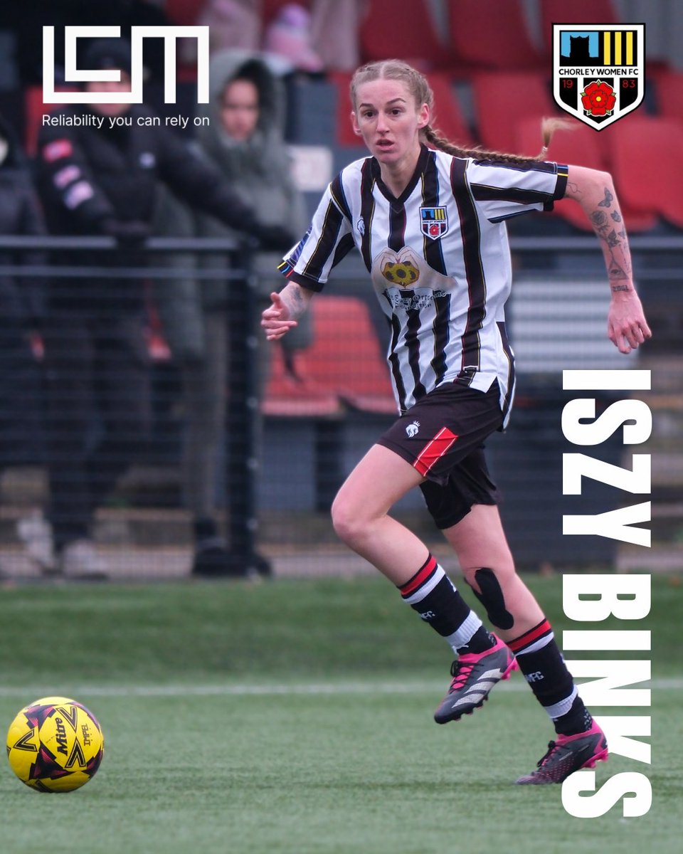 Iszy Binks 😍What a player she's going to be for CWFC 🖤🤍 

We're delighted to announce her new sponsor... LCM Environmental 🙌 Please join us in welcoming LCM to the Chorley Family. 

LCM are a fuel, energy, and infrastructure specialist based in Padiham. They're passionate