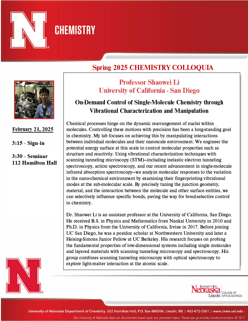 This Friday, February 21st, we have Professor Shaowei Li from the University of California - San Diego as our colloquium speaker. Please join us at 3:30pm in room 112 Hamilton Hall