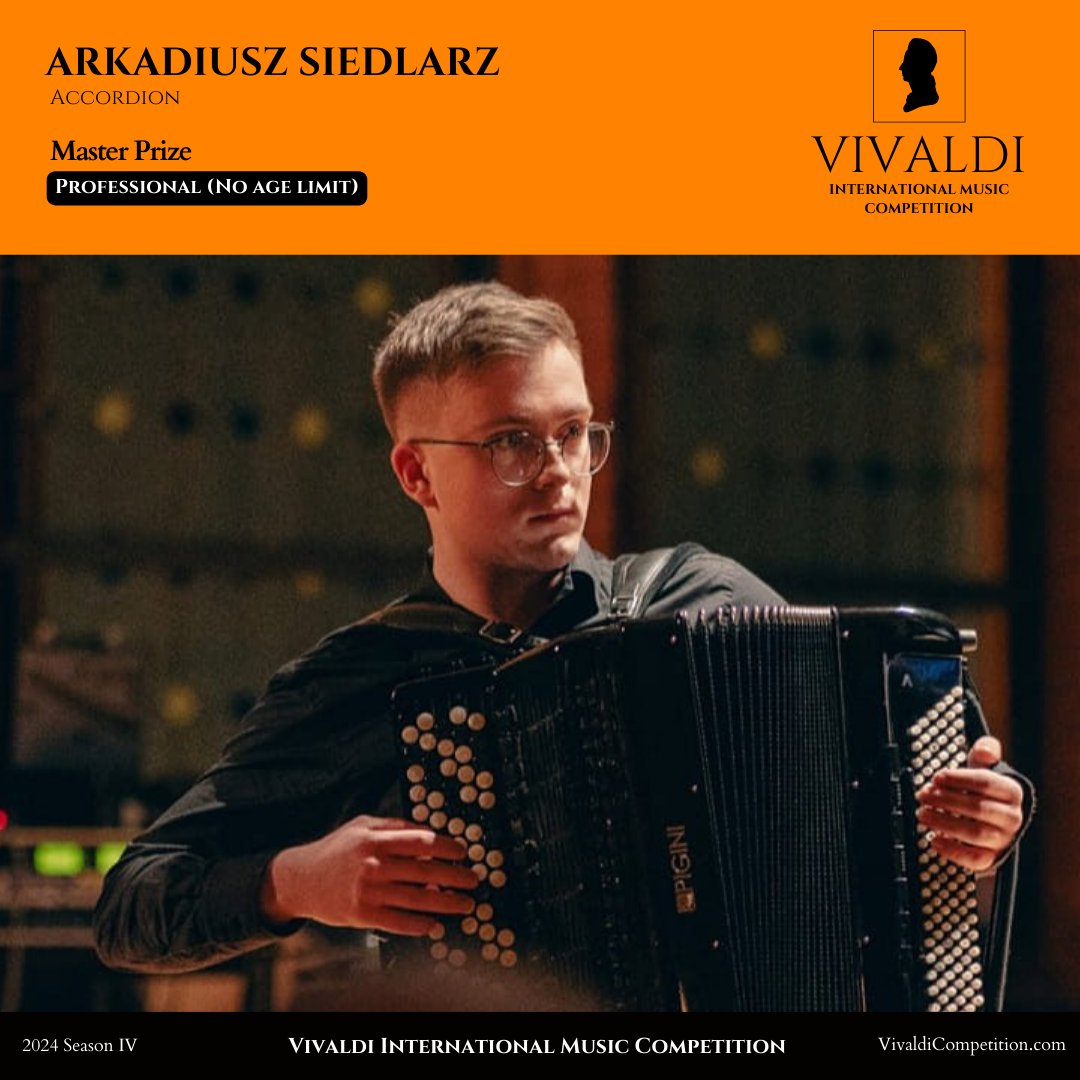 A huge congratulations to Arkadiusz Siedlarz! 🌟 Master Prize winner of the Vivaldi International Music Competition, celebrated for his outstanding and inspiring performance!

#MusicCompetition #VivaldiCompetition #MusicAward #InternationalMusicCompetition #GlobalMusicAwards