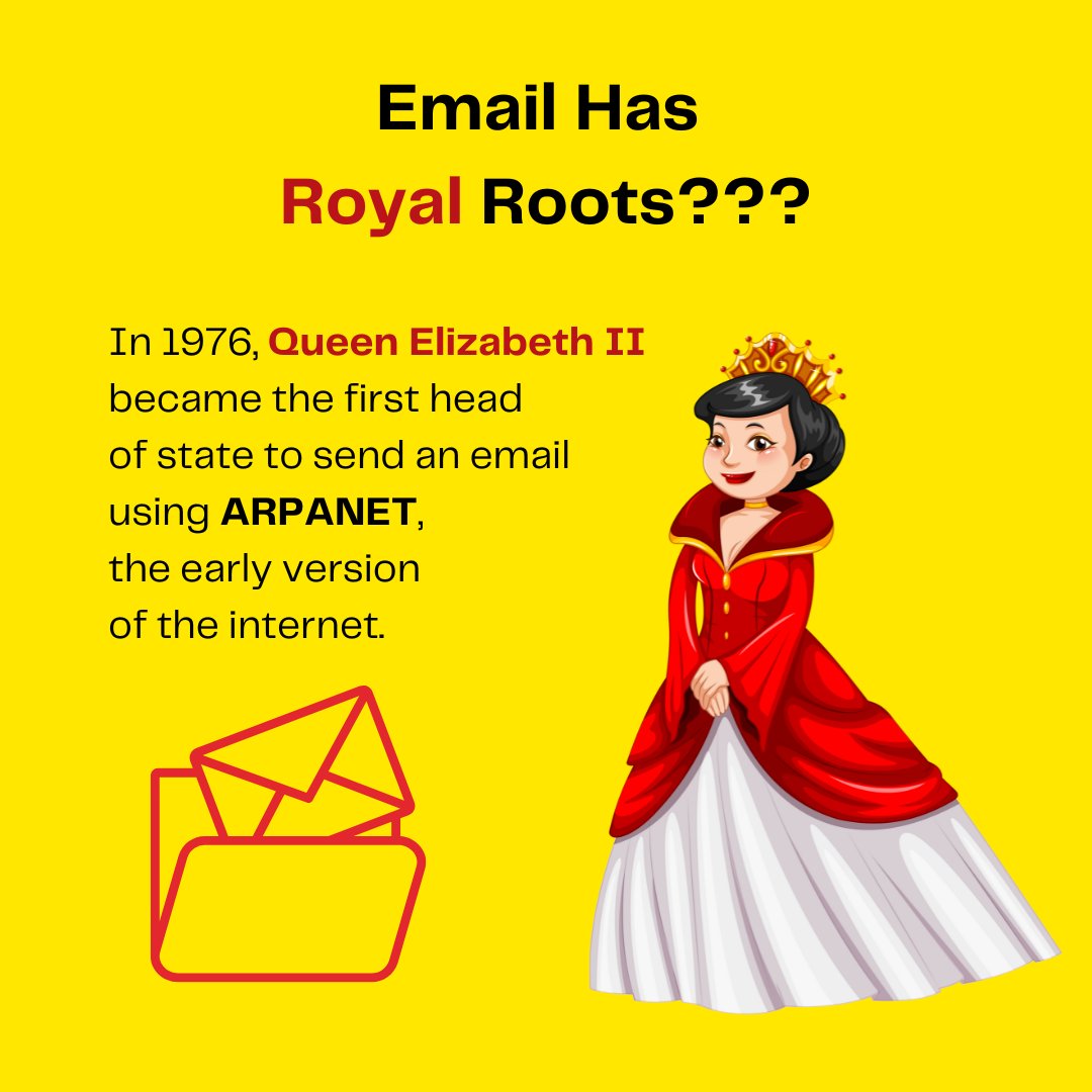 Credence_Knows's tweet image. Fun Fact Email Has Royal Roots 

Did you know? In 1976, Queen Elizabeth II became the first head of state to send an email using ARPANET.

Keep your email subscribers engaged with Credence 
credenceknows.com/services/

#credenceknows 
#emailmanagement 
#emailevolution
