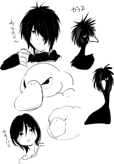 どうぶつから着想しようと思ってやめた、カラスとカモノハシ(このカラスはたぶんしゃべります) 