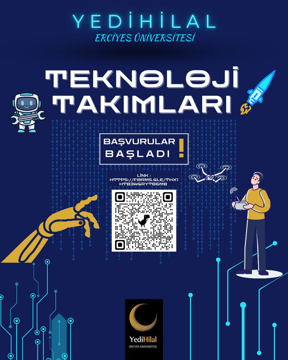 🔹Üniversite seviyesindeki teknolojiye ilgi duyan tüm gençleri takımımıza katılmaya davet ediyoruz 🦾

🔹Kendi potansiyelini keşfetmek, birlikte öğrenmek ve büyümek isteyen genç yeteneklerimizi aramızda görmekten mutluluk duyarız 💫

forms.gle/Thx1HTB3wGRyTB…