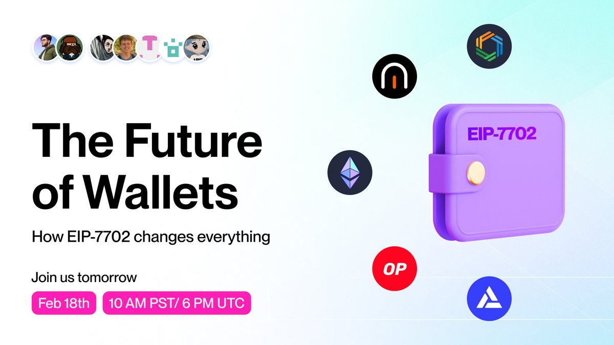 Alchemy (@alchemy) on Twitter photo 😉 When we take up an hour of your time, we make sure it’s worth it.
EIP-7702's co-author, two major chains, and the teams building and securing wallets come together to discuss how this changes everything.
👇 From <a href="/Alchemy/">Alchemy</a> <a href="/cantinaxyz/">Cantina 🪐</a> <a href="/ethereum/">Ethereum.org</a> <a href="/OffchainLabs/">Offchain Labs</a> <a href="/Optimism/">optimism.eth</a> 😉 When we take up an hour of your time, we make sure it’s worth it.
EIP-7702's co-author, two major chains, and the teams building and securing wallets come together to discuss how this changes everything.
👇 From <a href="/Alchemy/">Alchemy</a> <a href="/cantinaxyz/">Cantina 🪐</a> <a href="/ethereum/">Ethereum.org</a> <a href="/OffchainLabs/">Offchain Labs</a> <a href="/Optimism/">optimism.eth</a>