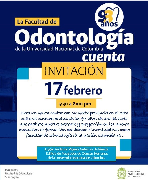 EgresadosFOUN's tweet image. ¡Hoy celebramos 93 años de historia, compromiso y excelencia en la Facultad de Odontología!
Te invitamos a unirte a nosotros para conmemorar este importante hito en nuestra trayectoria, honrando nuestro legado y mirando hacia un futuro lleno de progreso. #odontología #unal #foun