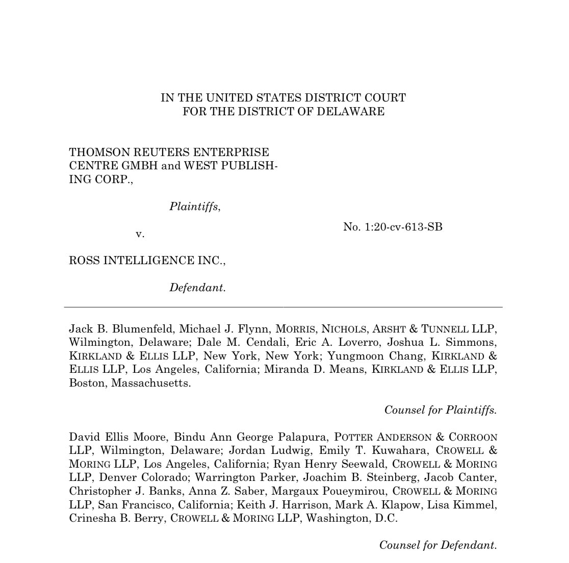 On February 14, 2025, a U.S. court ruled in favor of Thomson Reuters in a copyright case against Ross Intelligence. The court rejected Ross’s fair use defense, ruling that its use of Westlaw content to train AI was unauthorized, setting a key precedent for AI and IP law.