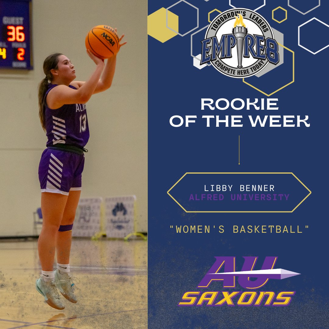 Empire 8 (@empire8) on Twitter photo Congrats to our #E8 Women's Basketball Weekly Award Winners!
Co-Player of the Week Madalyn Kelly
<a href="/NazAthletics/">Nazareth Athletics</a>
Co-Player of the Week Mackenzie Riegle
<a href="/GeneseoKnights/">Geneseo Knights</a>
Rookie of the Week Libby Benner
<a href="/AUSaxons/">Alfred University Saxons</a>
#E8Proud #LeadersCompeteHere #WhyD3 Congrats to our #E8 Women's Basketball Weekly Award Winners!
Co-Player of the Week Madalyn Kelly
<a href="/NazAthletics/">Nazareth Athletics</a>
Co-Player of the Week Mackenzie Riegle
<a href="/GeneseoKnights/">Geneseo Knights</a>
Rookie of the Week Libby Benner
<a href="/AUSaxons/">Alfred University Saxons</a>
#E8Proud #LeadersCompeteHere #WhyD3