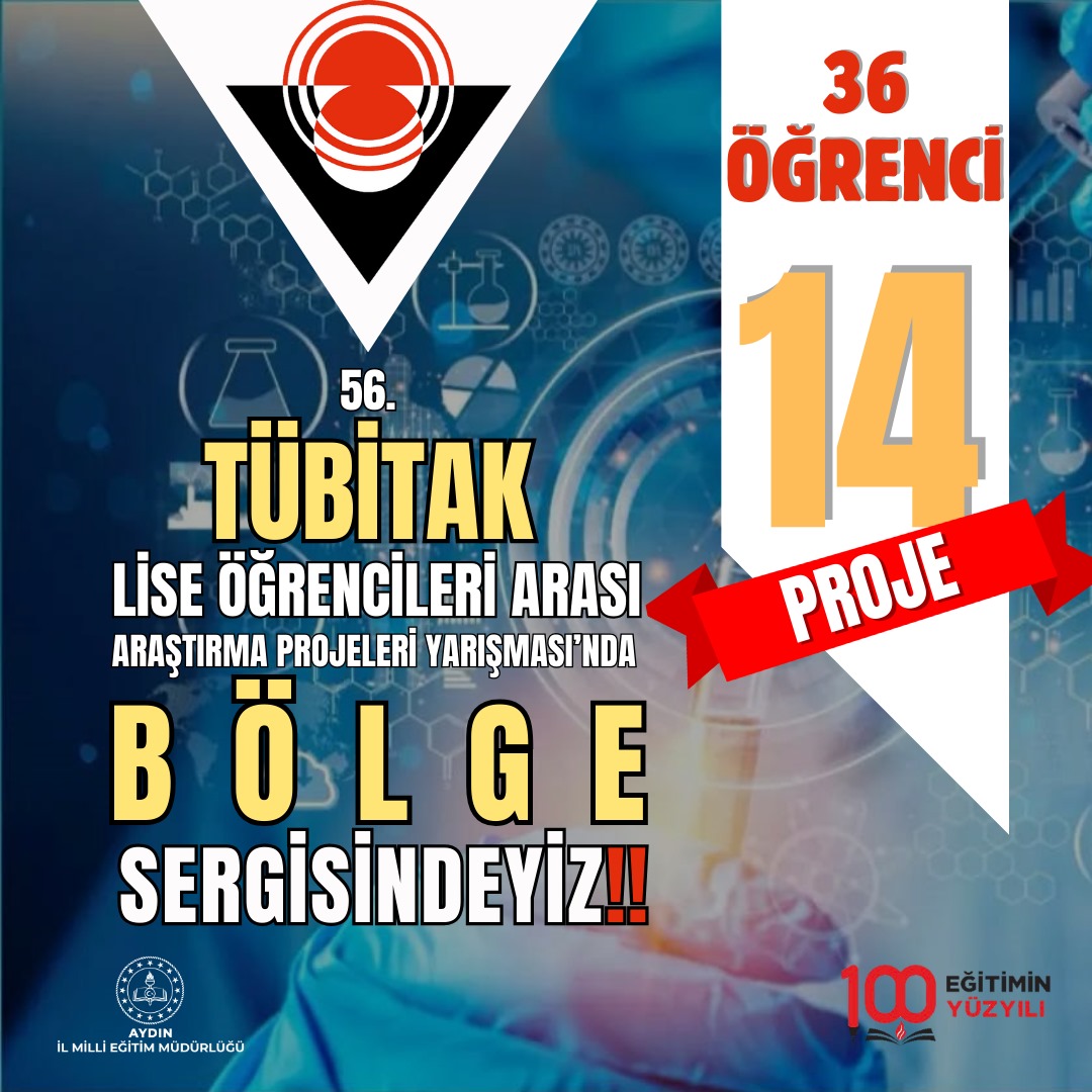 1️⃣4️⃣ PROJEMİZ İLE BÖLGE SERGİSİNDE YERİMİZİ ALIYORUZ❗️

✅️ TÜBİTAK 2204-A 56. Lise Öğrencileri Araştırma Projeleri Yarışması Bölge Sergisinde 1️⃣4️⃣ proje ile ilimizi temsil etmenin gururunu yaşıyoruz!

👨‍🔬👩‍🔬Türkiye Yüzyılı'nın mimarı olacak evlatlarımıza proje ve çalışmalarında