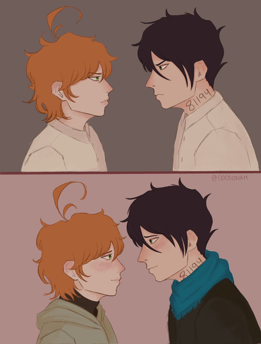 Doodonam_'s tweet photo. #RayEmmaWeek Day 1:
"Enemies to lovers"

[#Rayemma #tpn #thepromisedneverland] https://t.co/vxaqa0giZM