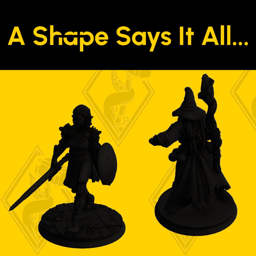 A Shape Says It All…

Before the first dice roll, before the first spell or sword swing—your character’s silhouette already tells their story.

⚔️ A warrior stands ready, blade and shield in hand.
🧙 A wizard, cloaked in mystery, staff raised to command magic.

When crafting