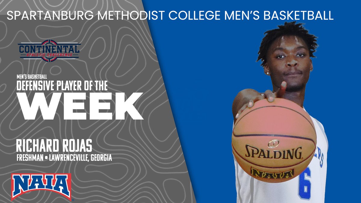 SMC PIONEERS (@gosmcpioneers) on Twitter photo Men's Basketball • <a href="/GOSMCBASKETBALL/">Spartanburg Methodist College - Men’s Basketball</a> Richard Rojas, a freshman from Lawrenceville, Georgia, has been named the Continental Athletic Conference Men's Basketball Defensive Player of the Week. #RollNeers #NAIAHoops Men's Basketball • <a href="/GOSMCBASKETBALL/">Spartanburg Methodist College - Men’s Basketball</a> Richard Rojas, a freshman from Lawrenceville, Georgia, has been named the Continental Athletic Conference Men's Basketball Defensive Player of the Week. #RollNeers #NAIAHoops
